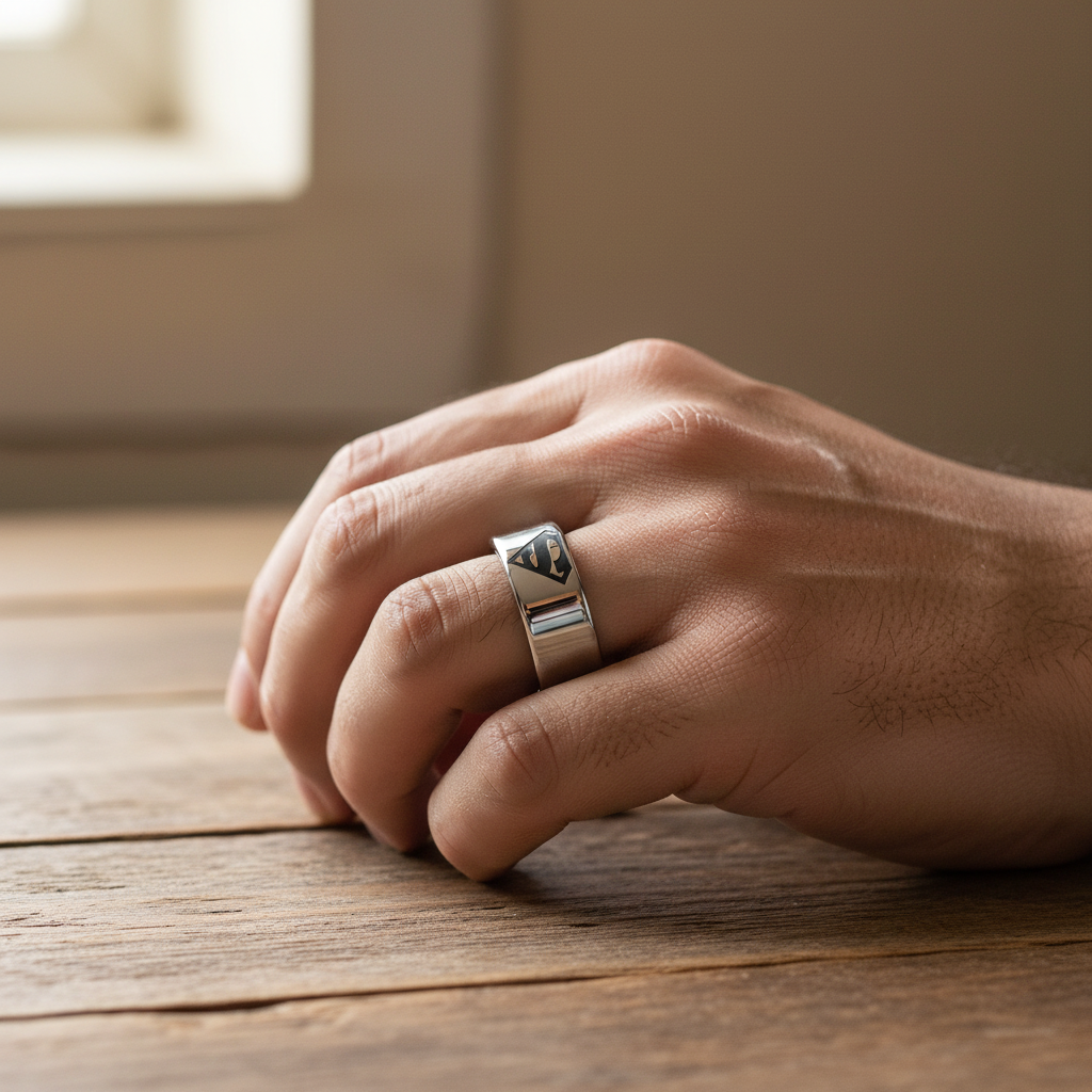 Superman Beveled Tungsten Ring 8mm