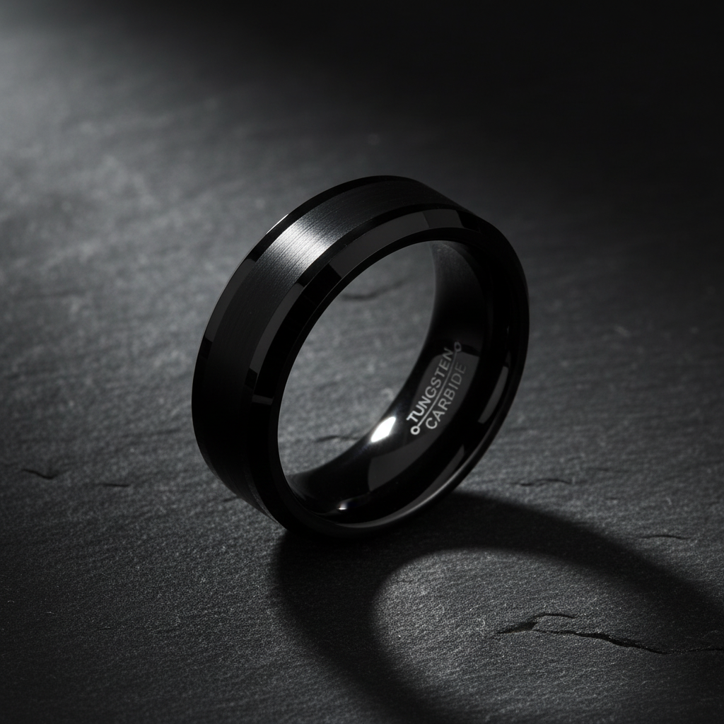 Cowboy Black Tungsten Carbide Ring 8mm