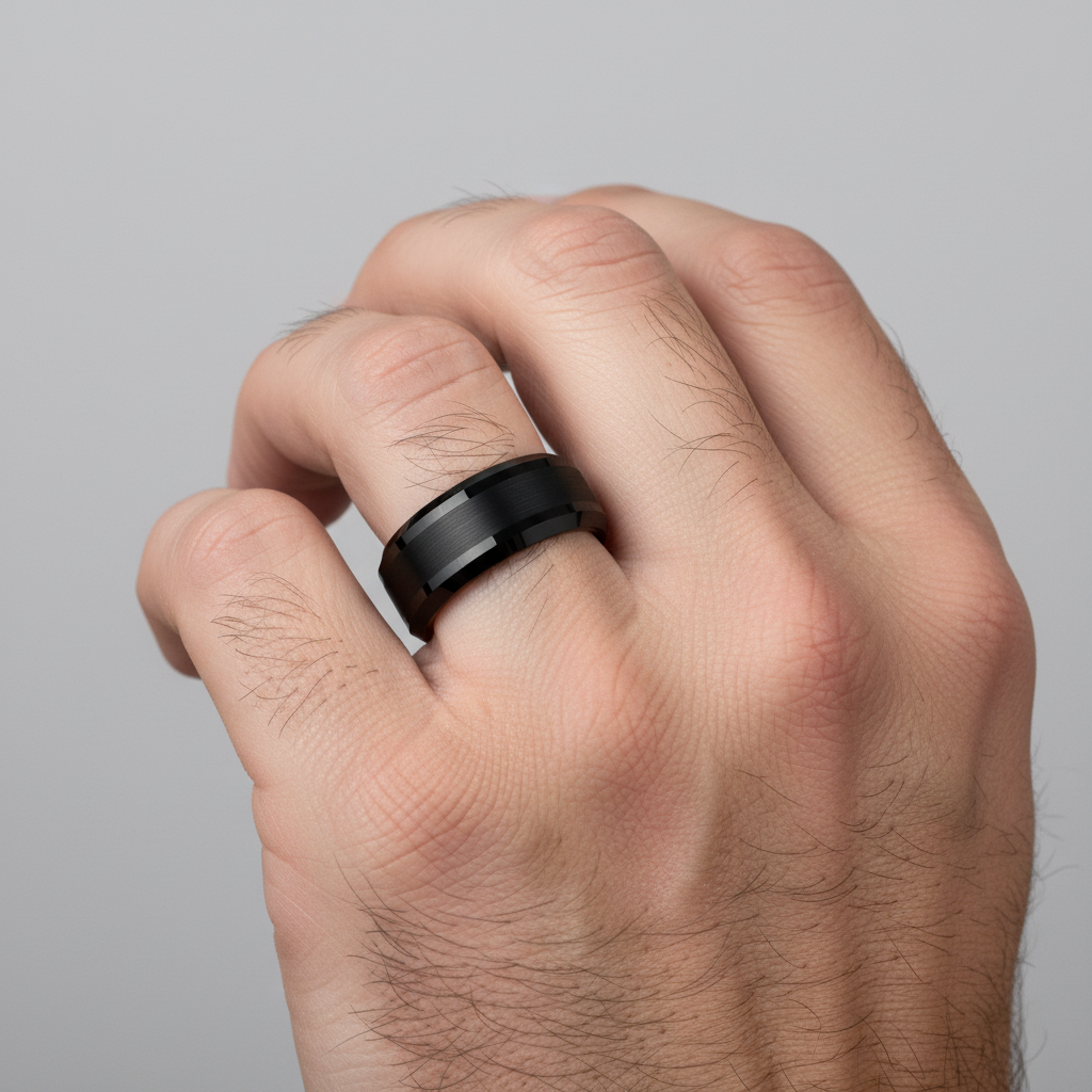 Cowboy Black Tungsten Carbide Ring 8mm