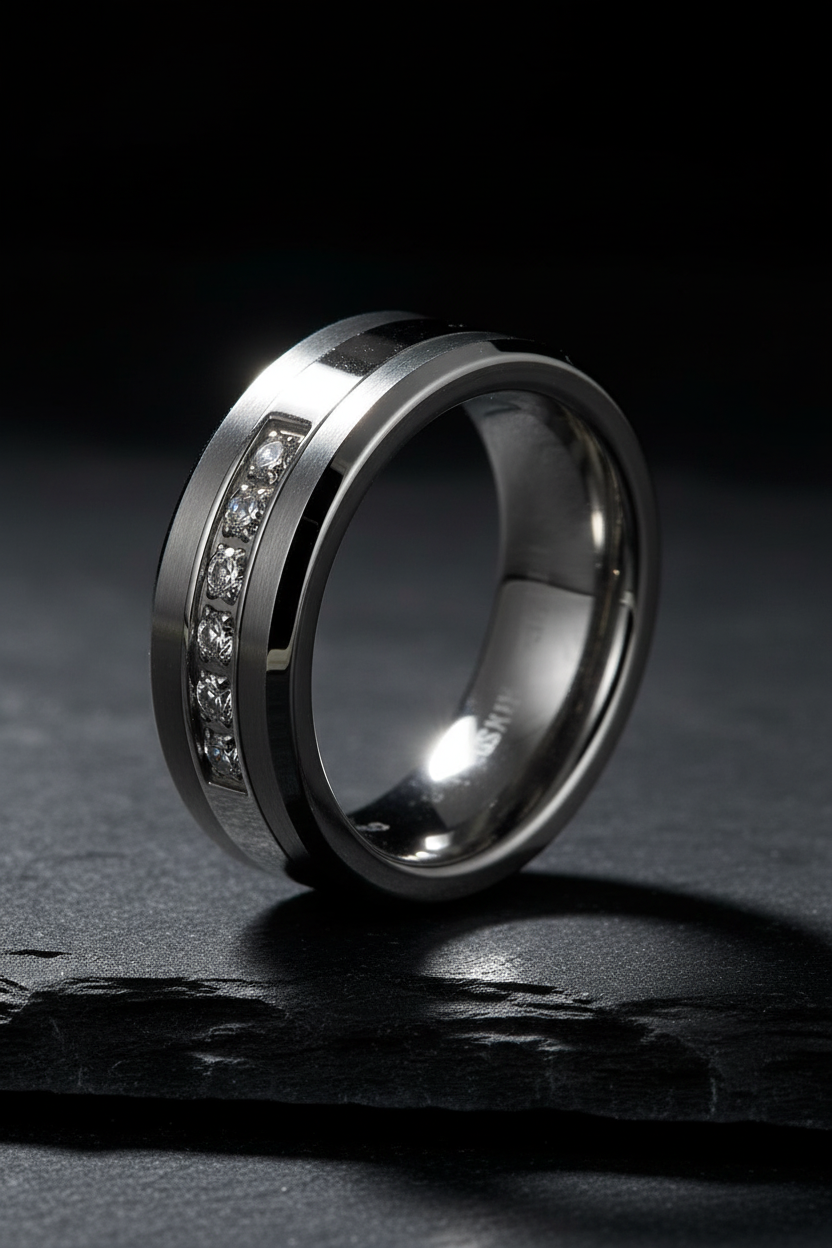 Pretse 8mm Tungsten Carbide Beveled Ring