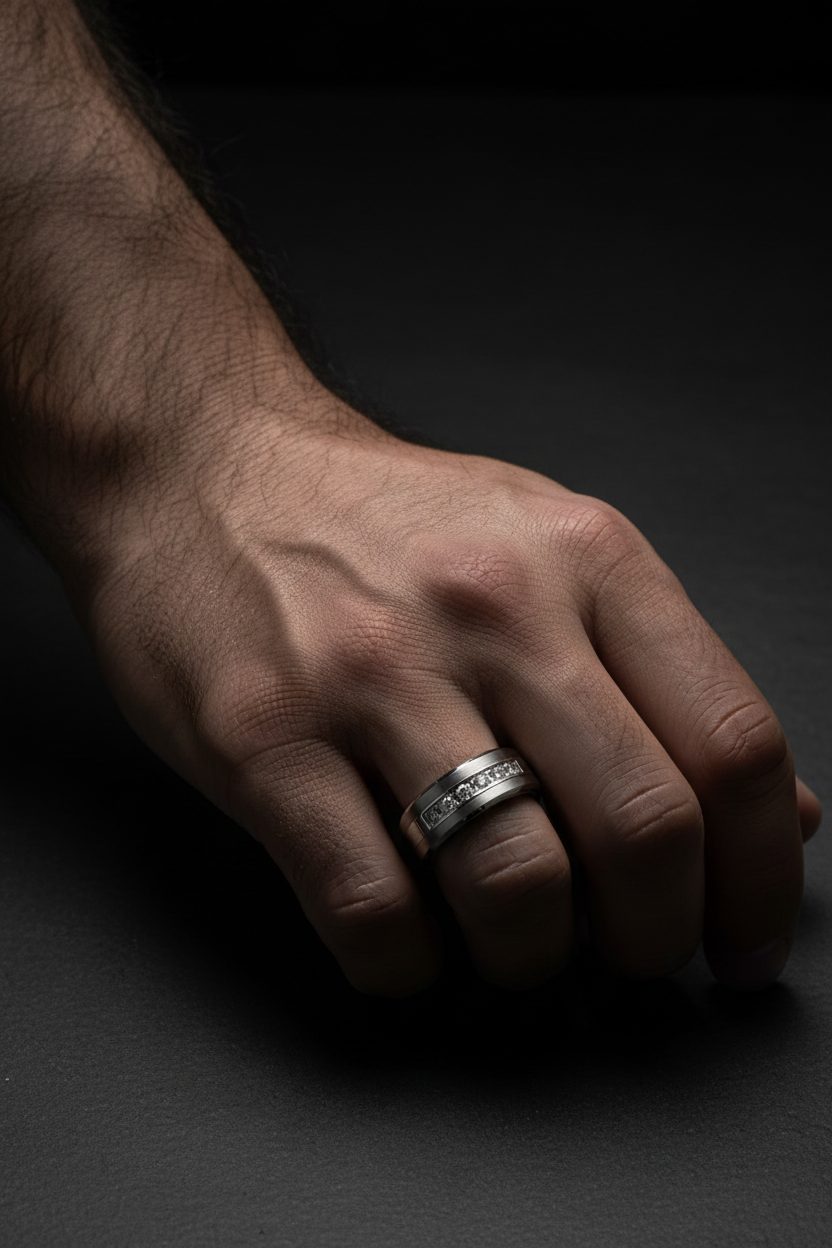 Pretse 8mm Tungsten Carbide Beveled Ring