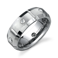 Beveled Tungsten Ring with stones