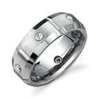 Beveled Tungsten Ring with stones