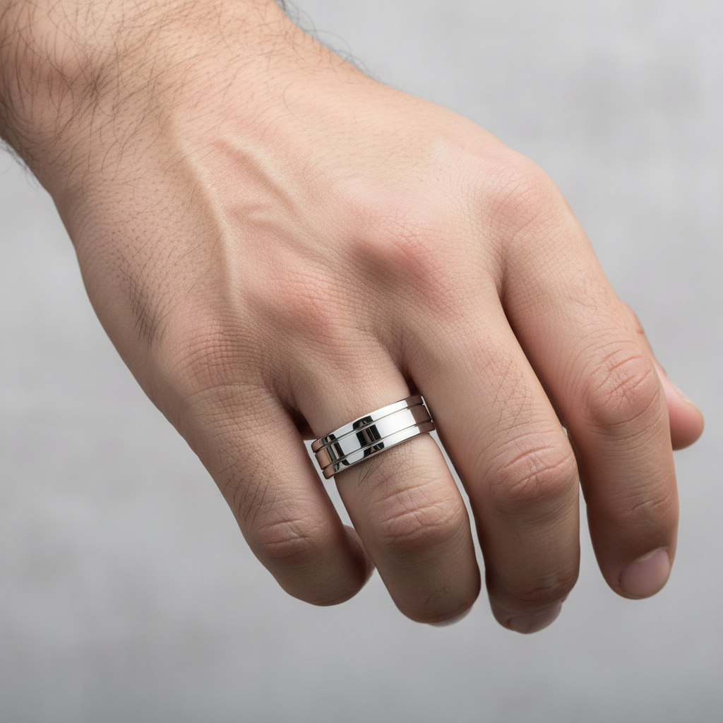 Xenos Polished Grooved Tungsten Carbide Ring 6mm