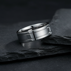Xenos Polished Grooved Tungsten Carbide Ring 6mm